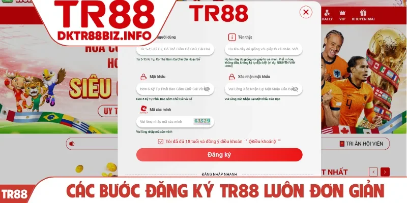 Các bước đăng ký TR88 luôn đơn giản