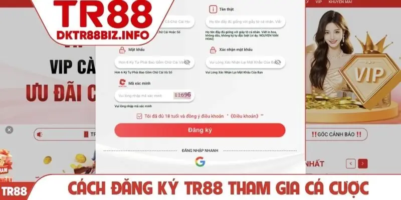 Cách đăng ký TR88 tham gia cá cược