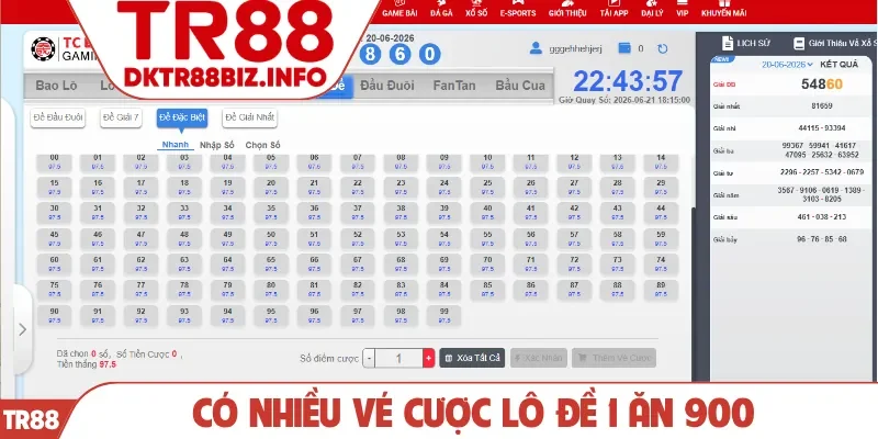 Có nhiều vé cược lô đề 1 ăn 900