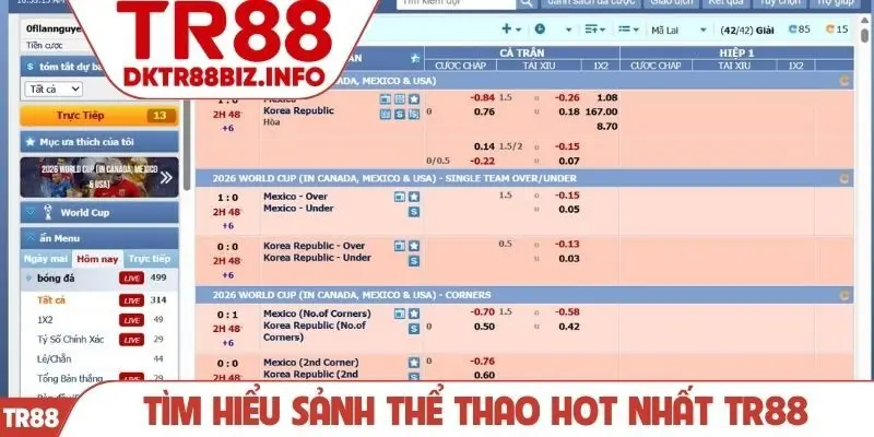 Tìm hiểu sảnh thể thao hot nhất TR88