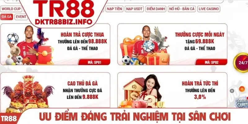 Ưu điểm đáng trải nghiệm tại sân chơi